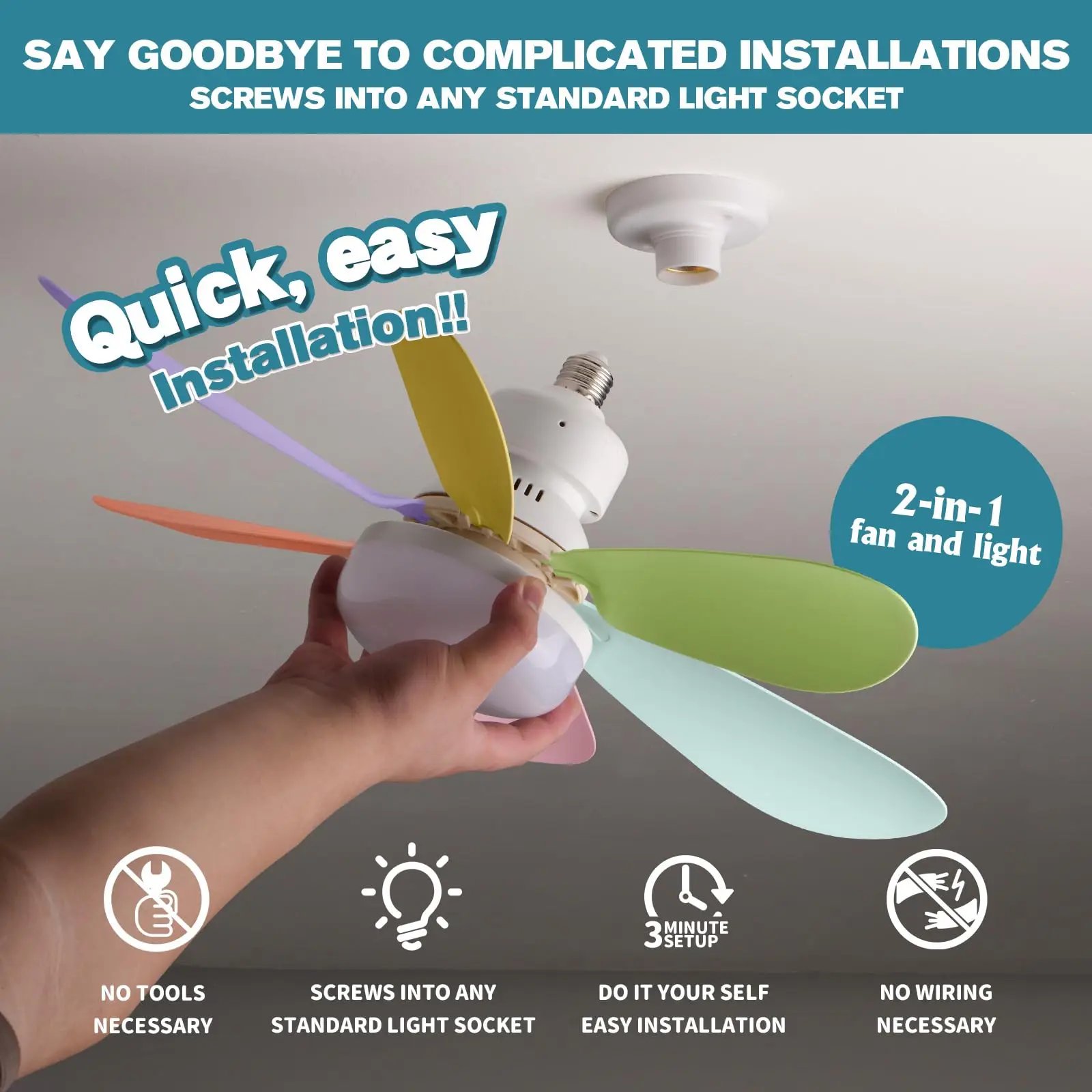 LED Modern Fan Lights 42/52CM Three Gear Adjustable Ceiling Fan for Children's Room Bedroom Hotel Restaurant Indoor Luminarie