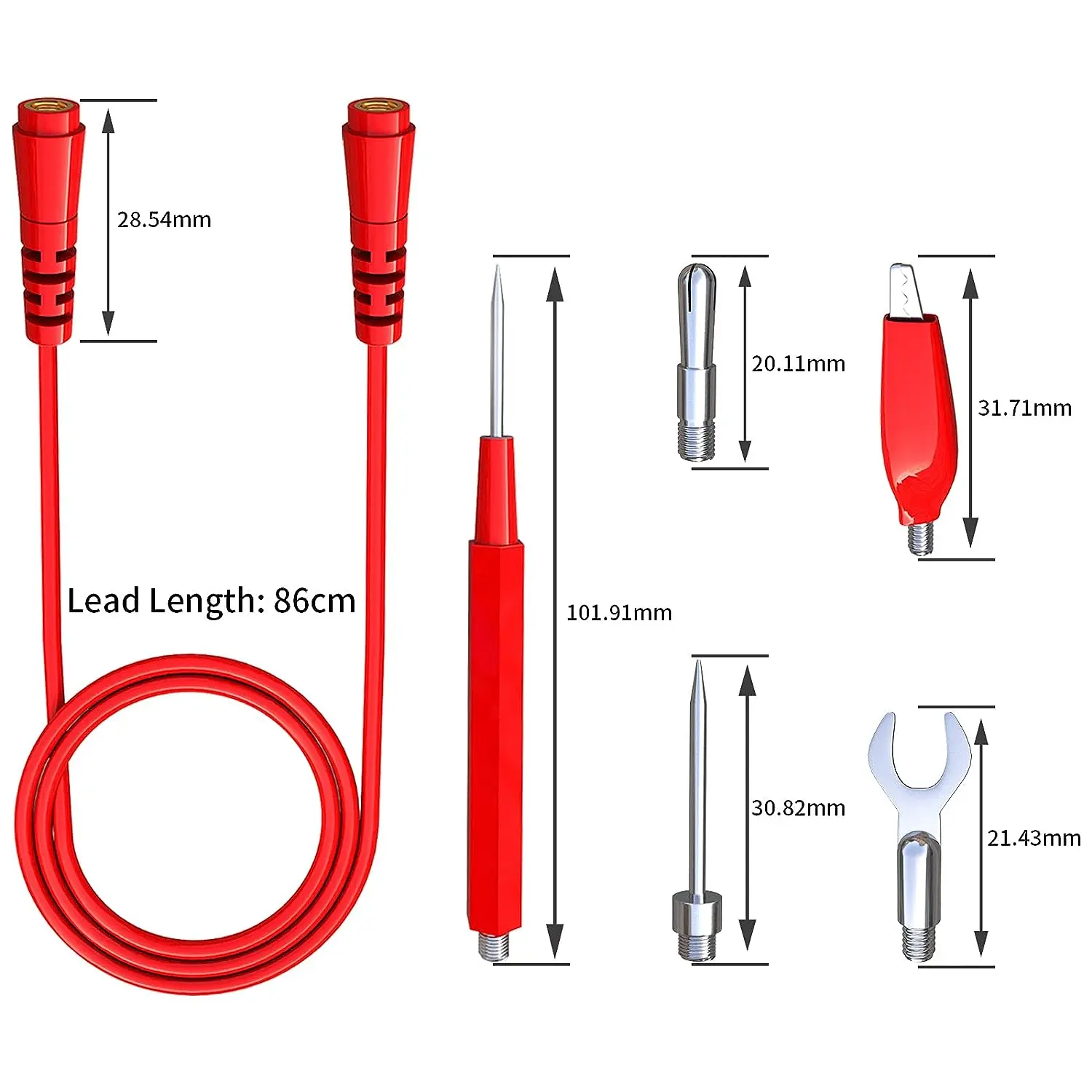 Kit di cavi di prova per multimetro da 16 pezzi Set di cavi di prova di ricambio + clip a coccodrillo sonde di prova per tappi a Banana tappi a Banana per multimetro