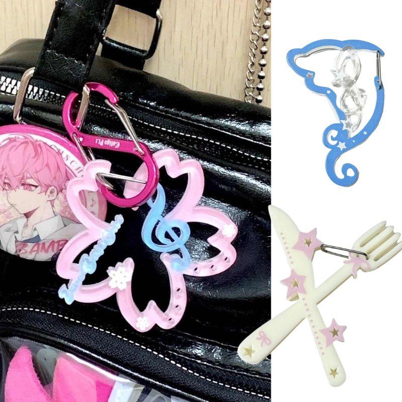 DIY nuevo dibujo animado lindo notas musicales mosquetón acrílico colgante para teléfono móvil INS acrílico bolsa encantos mochila accesorios colgantes