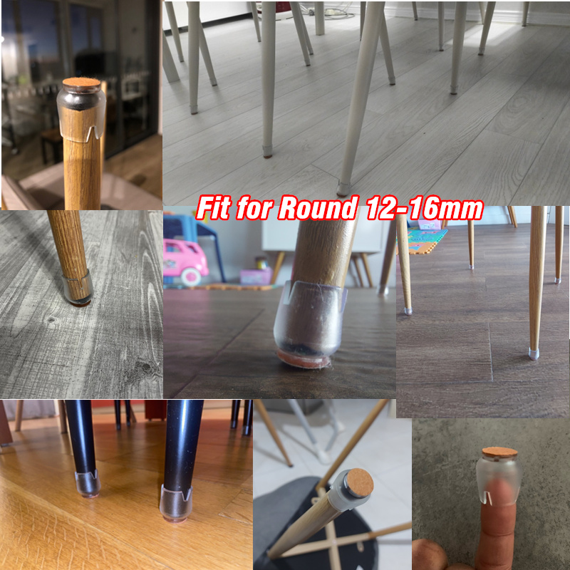 24Pcs ซิลิโคนเก้าอี้หมวกตารางฟุตสำหรับรอบ12-16มม.ด้านล่างลื่นเฟอร์นิเจอร์ครอบคลุมถุงเท้าป้องกันเท้า Pad