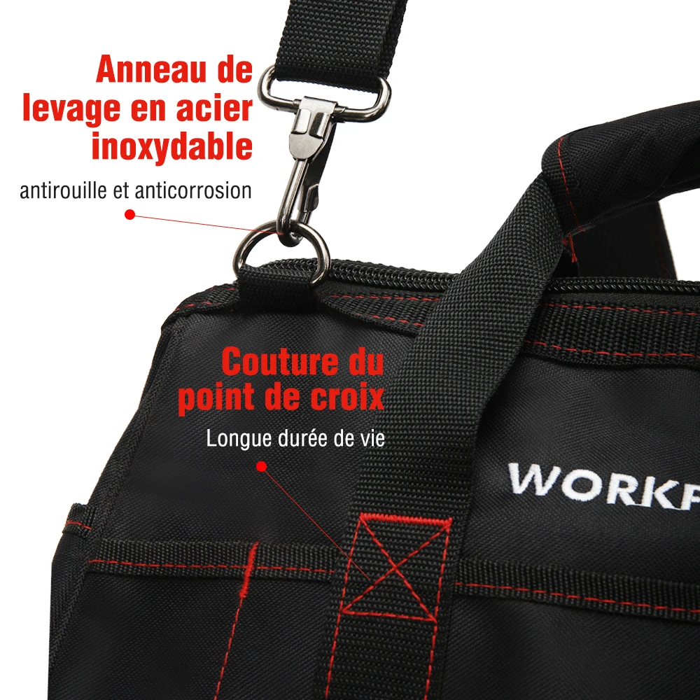 WORKPRO — Sac à outils multifonctions imperméable, contenants portables en toile idéaux pour électricien, usage lors de réparation ou installation de système chauffage, ventilation et climatisation