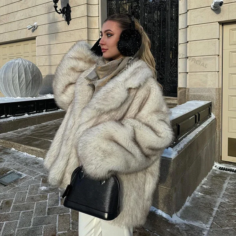 Veste en Fourrure de Renard pour Femme, Dégradé Respiré, à la Mode, Automne Hiver 2025