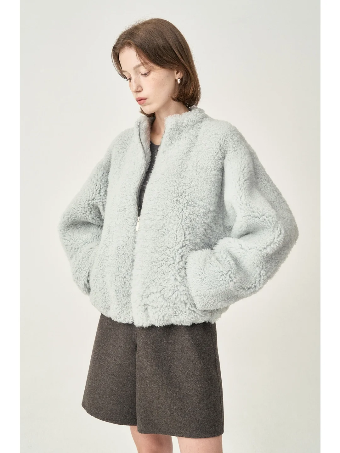 Casaco Curto E de Manga Longa para Mulheres, Estilo Casual, Jaqueta de Couro Sintético com Pelagem, Moda gável para...