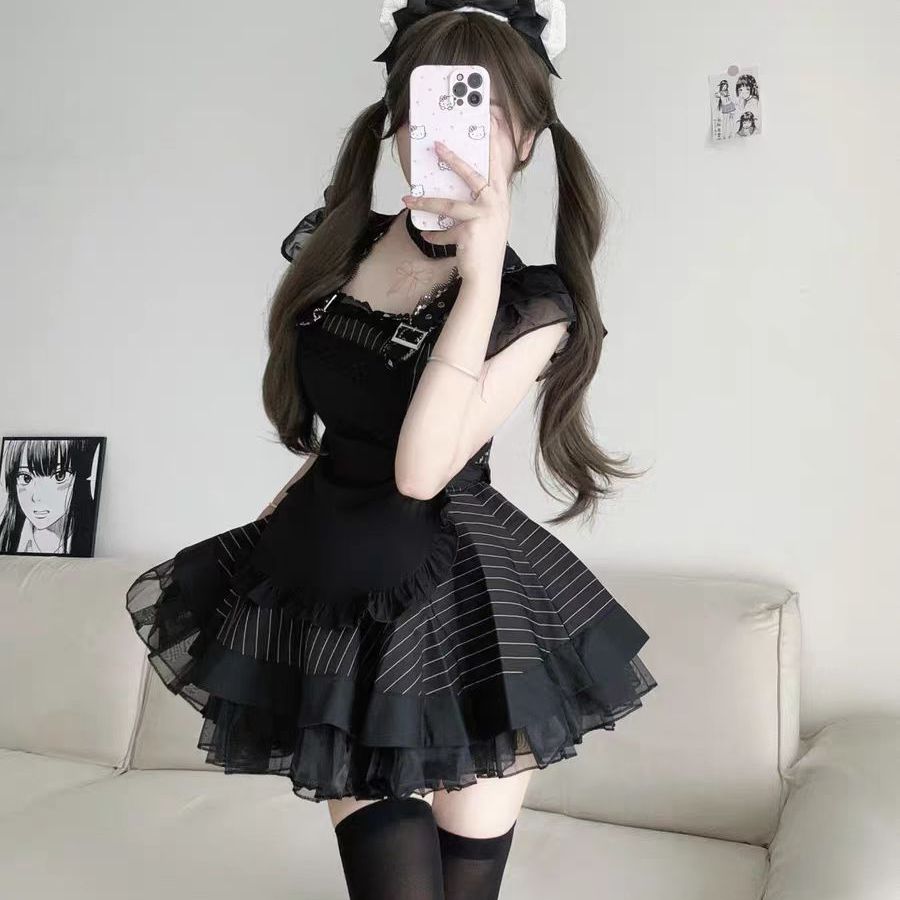 Vestido de Fsia Gótica Lolita de Empregada, Estilo escente Sombrio, Estilo 'Pure Desire' e 'Soft Girl', para Cosplay ...