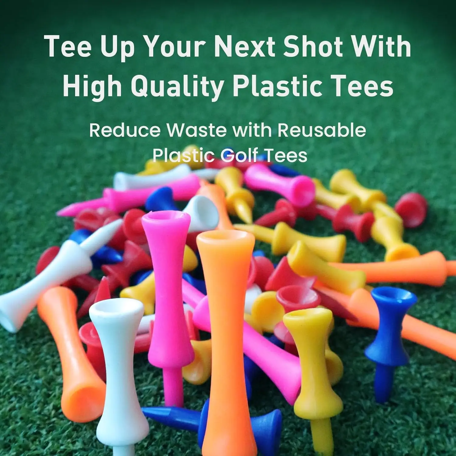 Tees in plastica per castello da golf Step Down infrangibili misti o stesso valore di altezza 50 pezzi, 2 3/4, 2 1/4, 2, 1 3/4, 1 1/2 pollice di lunghezza