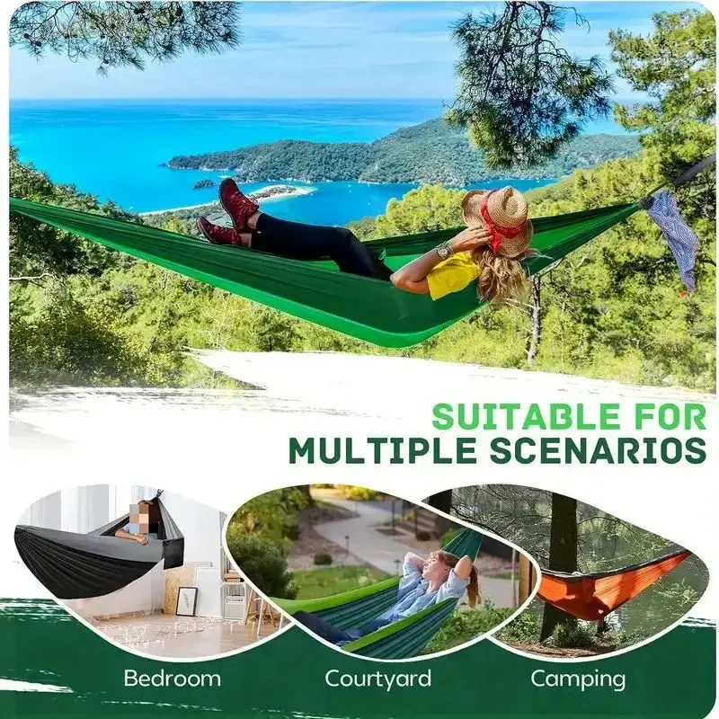 Amaca da campeggio esterna Amaca portatile Spiaggia Cortile Cortile Escursionismo Amaca doppia antiribaltamento Attrezzatura da campeggio esterna
