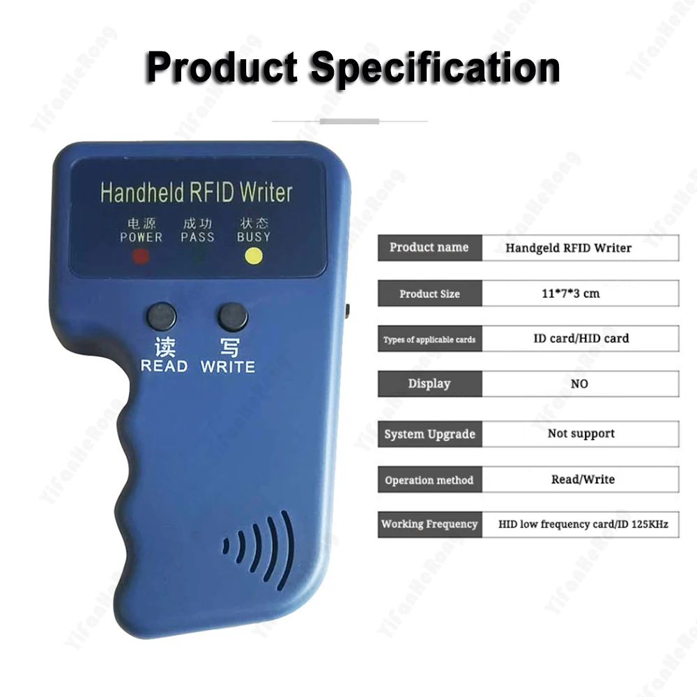 Smart Handheld RFID Reader 125Khz Key Copier TK4100 Badge Programmer T5577 EM4305 Token Clone Copy Duplicator EM4305 Writer
