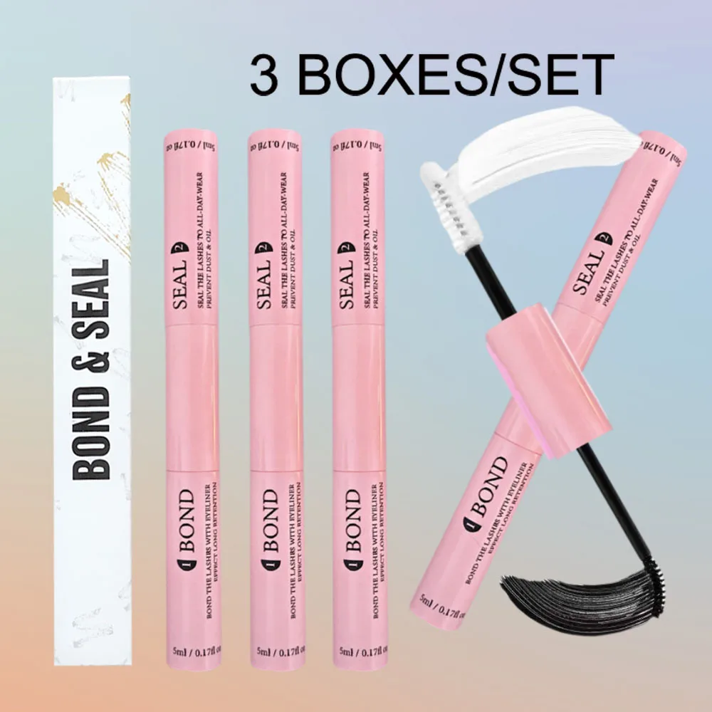 Pegamento y sello para pestañas individuales, 10ml, pegamento y sello, sujeción súper fuerte para extensión de pestañas y removedor de pegamento para pestañas, Kit de pinzas de 5ml