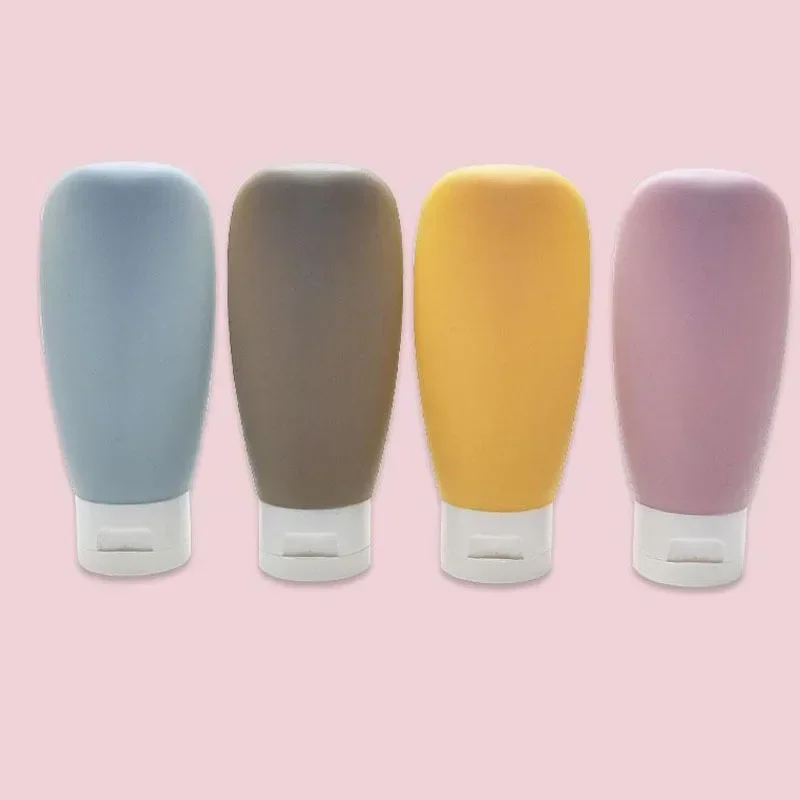 4 unids/set botella recargable 60ml contenedor de loción suave tubo de compresión botella vacía botella de champú de viaje portátil