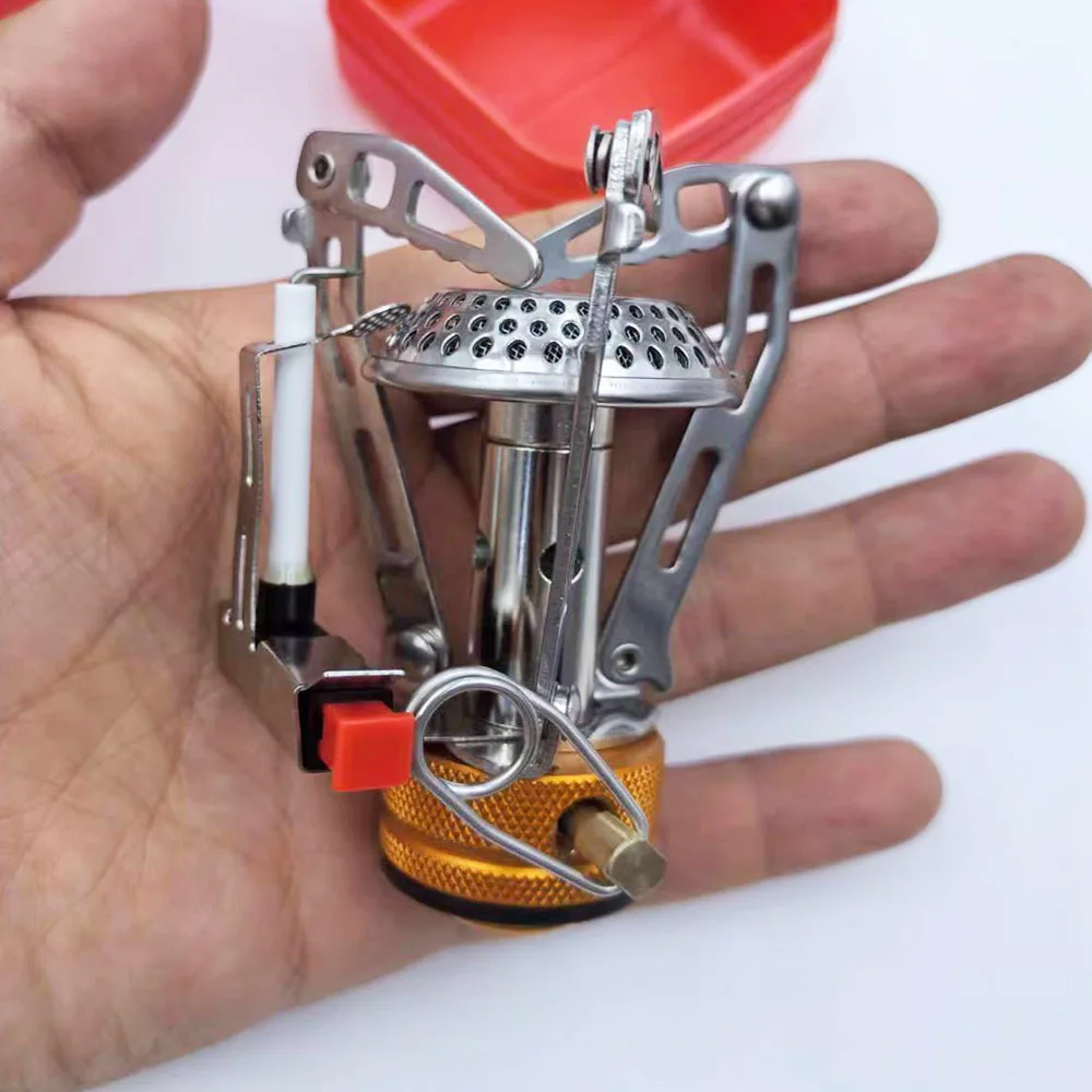 Mini Camping Gasfornuis Hoofd Opvouwbare gasbrander Ultralichte kleine vuuroven Picknick Keuken wandelen Survival kookgerei