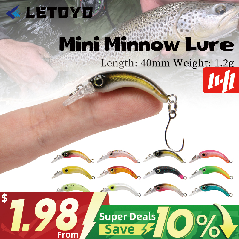 LETOYO плавающая рыболовная приманка для форели, 40 мм, 1,2 г, микро искусственная жесткая приманка 4 см в виде гольяна, мини-джербейт, приманки для форели, окуня, форель приманки форель приманки блесна на лосося