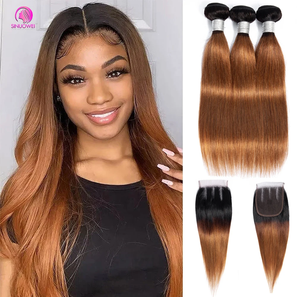 1b 30 pacotes com fechamento em linha reta pacotes de cabelo humano com 4x4 fechamento de renda transparente cabelo humano brasileiro 3/4 extensões