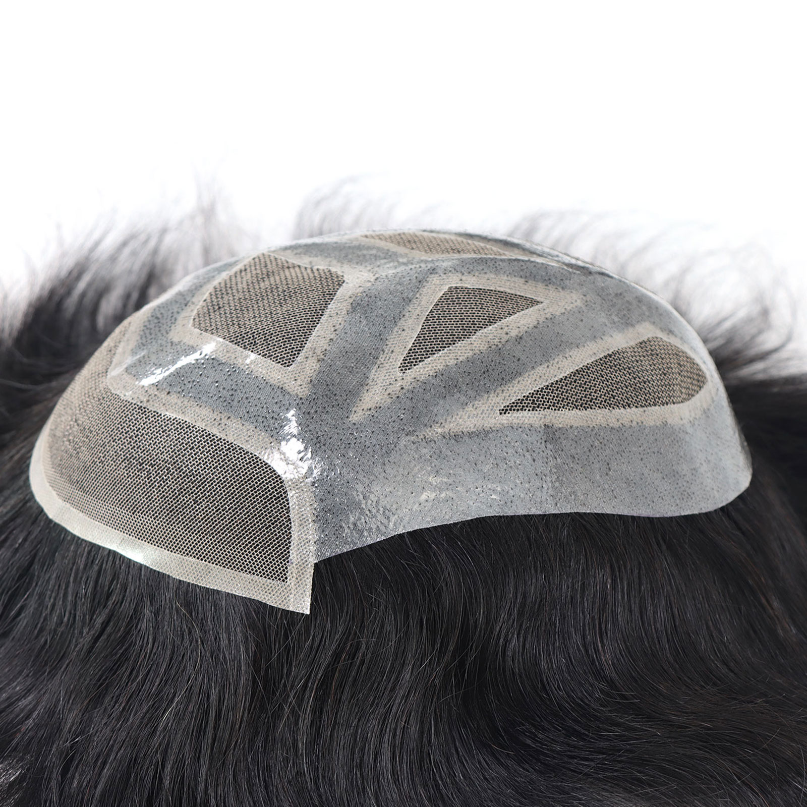 6*8/ 6*9/ 7*10/8*10 dentelle avec toupet en polyuréthane hommes respirant français dentelle avant hommes perruque cheveux humains toupet hommes systèmes de remplacement