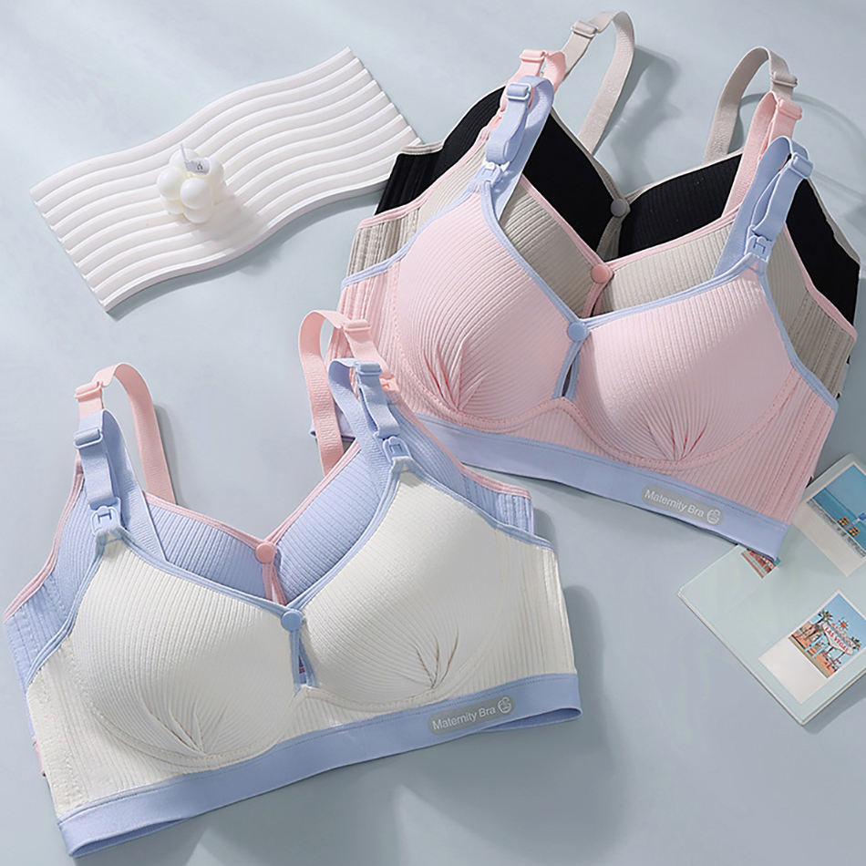 Maternity Nursing Bra No Underwire Front Open Gathered Support Cups Bralette Soft Comfort for Pregnant Women Underwear Clothing