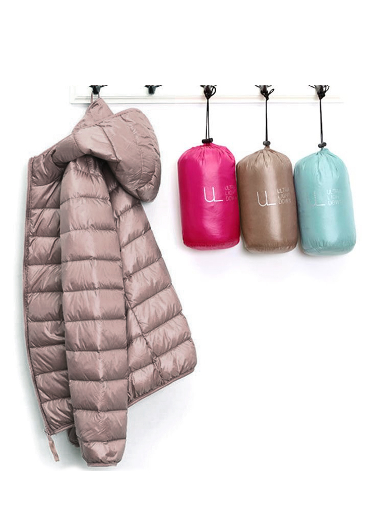 Herbst Winter ultra dünne tragbare Daunen jacke für Damen weiße Daunen haube, lang ärmel ige warme Jacke, Parka Damen Outwear