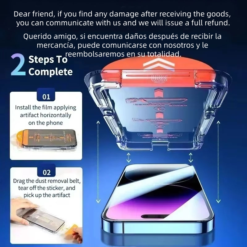 1-2pcs 8K HD Tempered Glass Screen Protector For IPhone 17 Pro Max 13 16 Pro 16e 15 14 12 11 8 7 SE 13 12 Mini Auto-Dust Removl