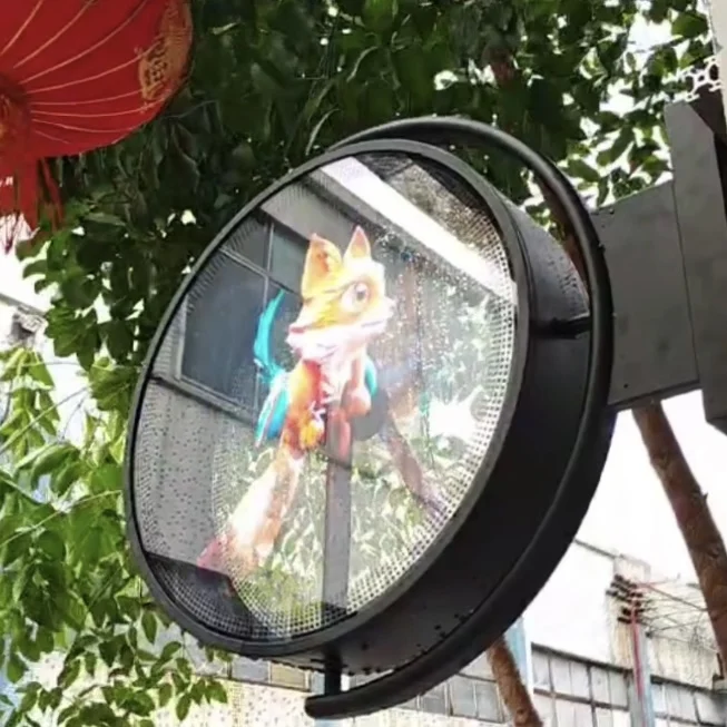2025 novo montagem lateral ao ar livre à prova dwaterproof água 3d holograma led ventilador único/duplo lado logotipo display 3d holograma equipamentos de publicidade