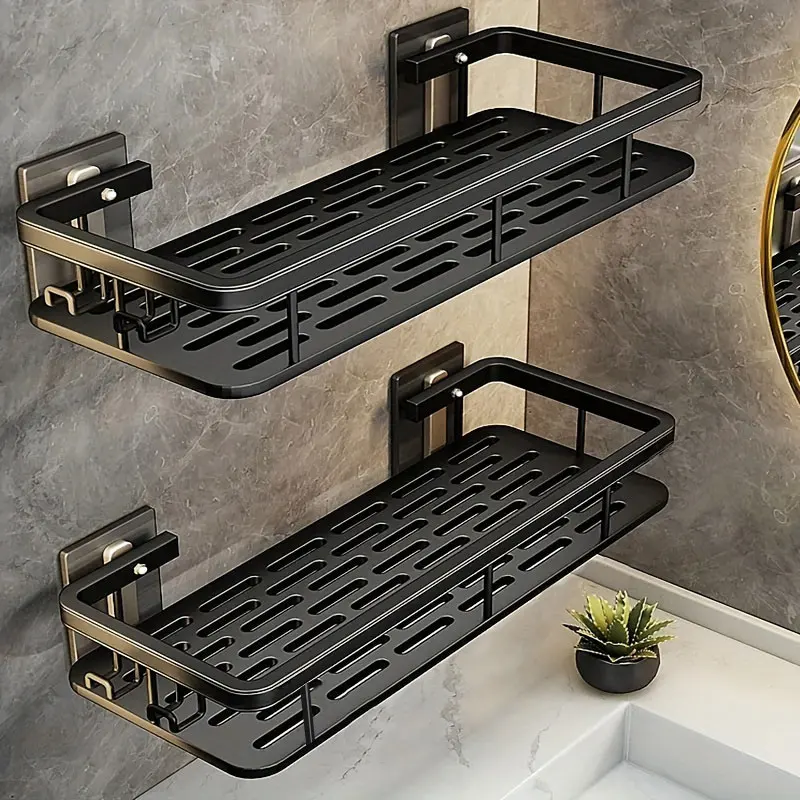 Estante de baño montado en la pared sin perforaciones, estante de ducha sin taladro, organizador de almacenamiento de cocina, estante para champú, organizador de almacenamiento de maquillaje