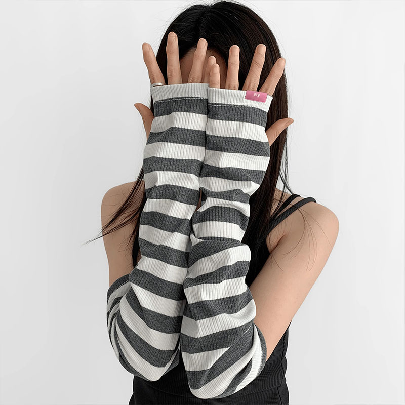 Женский полосатый солнцезащитный рукав, летний нарукавник для вождения и верховой езды, панк, готический, модный, свободный, теплый, уличный, с манжетами