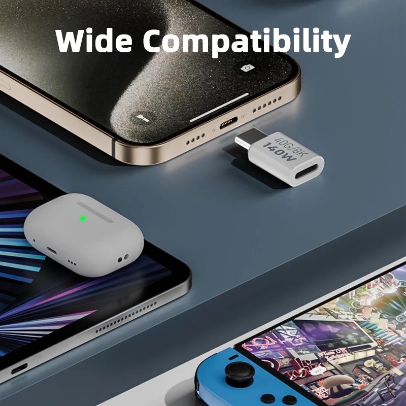 Adaptador de carga rápida PD140W USB4.0 tipo C a USB C, convertidor, conector de sincronización de datos de 40Gbps, 8K @ 60Hz, adaptador USB C OTG para MacBook