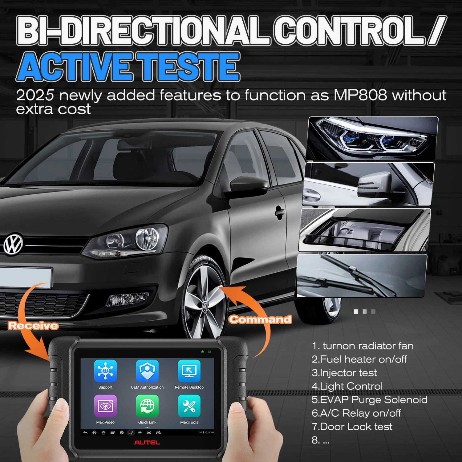 Autel MaxiCOM MK808S OBD2 сканер Automotivo автомобильный диагностический инструмент OBD 2 сканер активный считыватель тестовых кодов инструмент для кодирования ключей