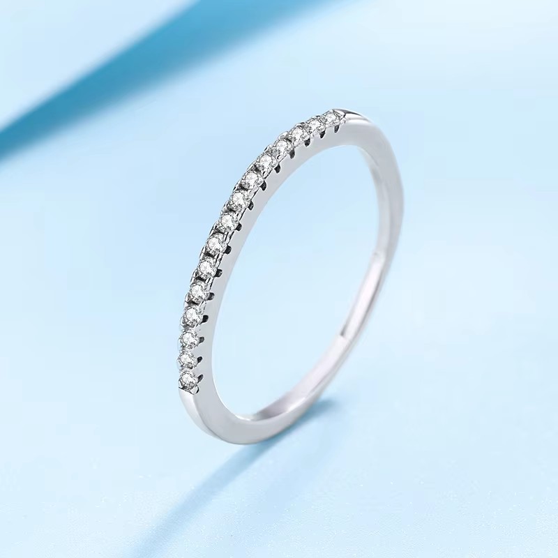 Anillo NeeTim Moissanite de Plata de Ley 925 con chapado en oro blanco, anillo de eternidad con diamantes de laboratorio, anillos de boda de compromiso para mujer