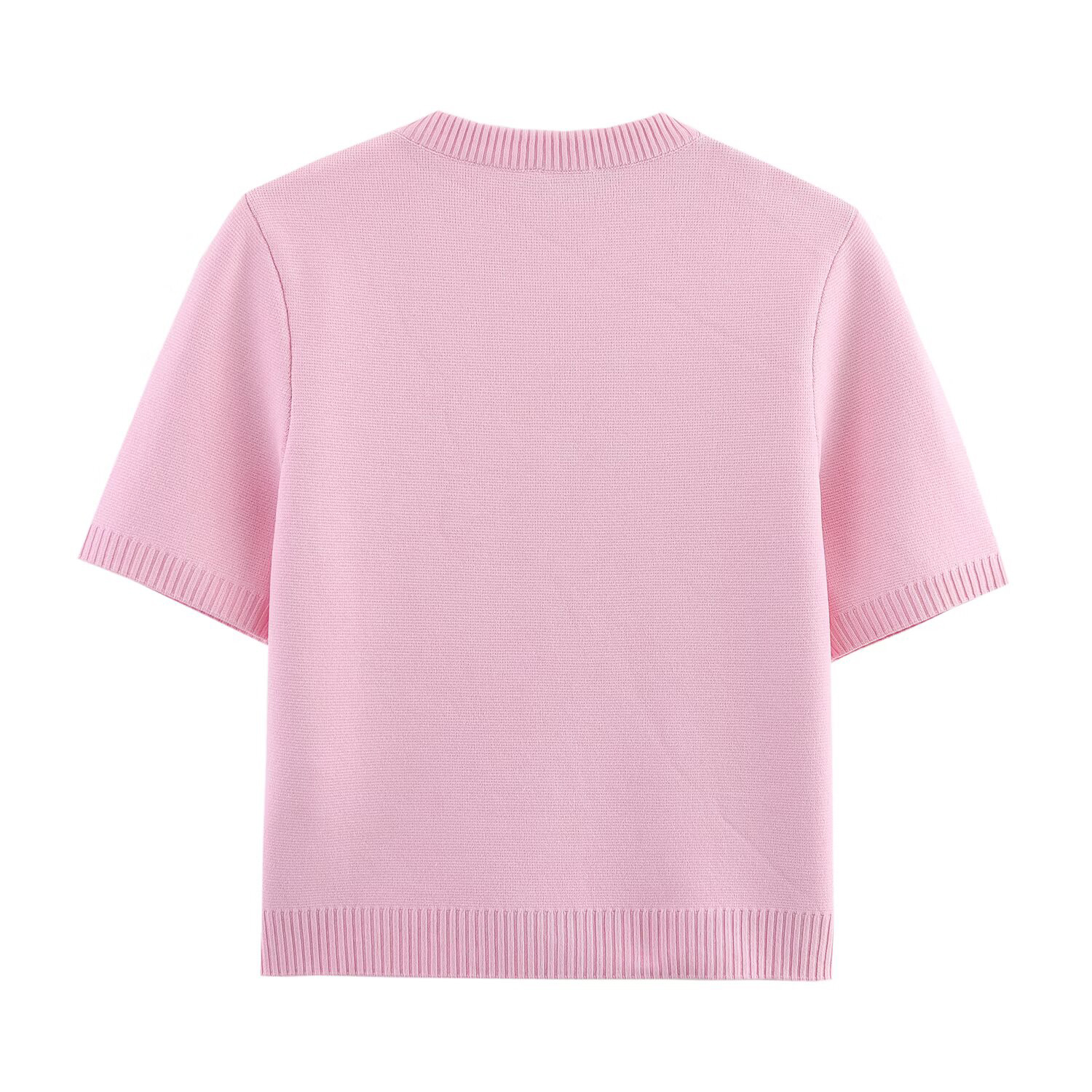 2025 primavera e verão novo casaco cardigan de malha feminino de manga curta estilo simples e moderno