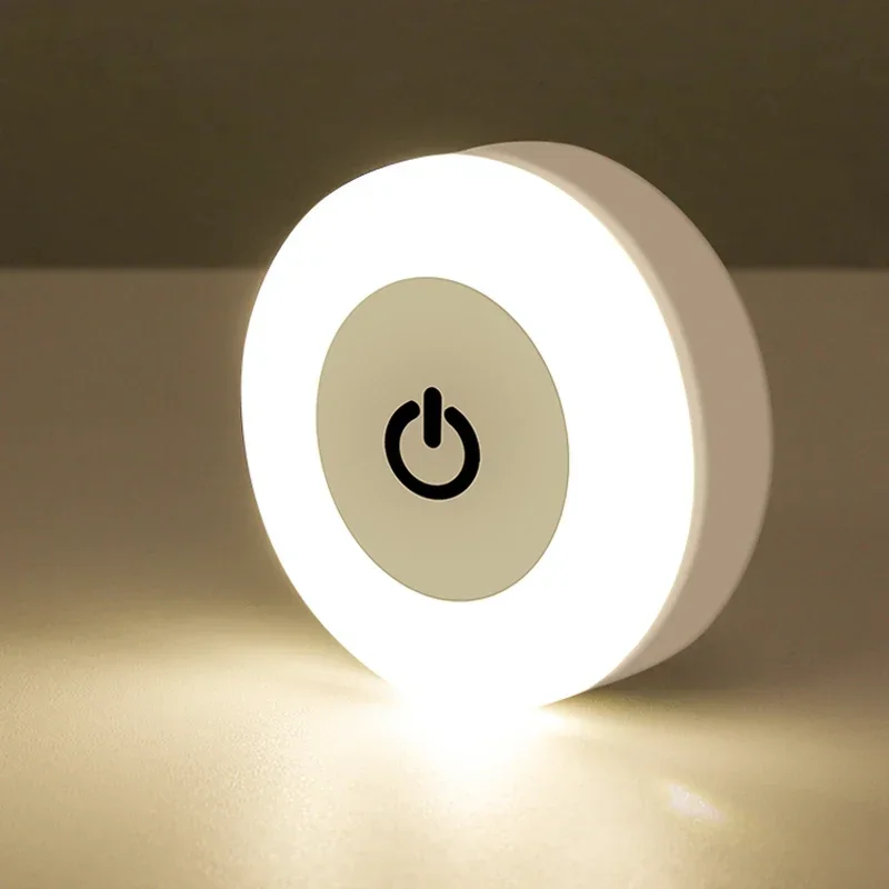 Luces LED nocturnas con Sensor táctil, 3 modos, Base magnética recargable por USB, luces de pared, lámpara nocturna con atenuación portátil redonda, decoración de habitación