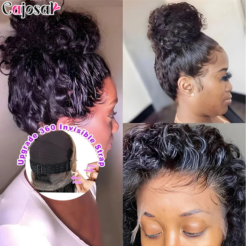 250 densidade invisi cinta 360 full hd laço frontal kinky encaracolado peruca de cabelo humano preto cordão confortável 30 polegada peruca de água sem cola