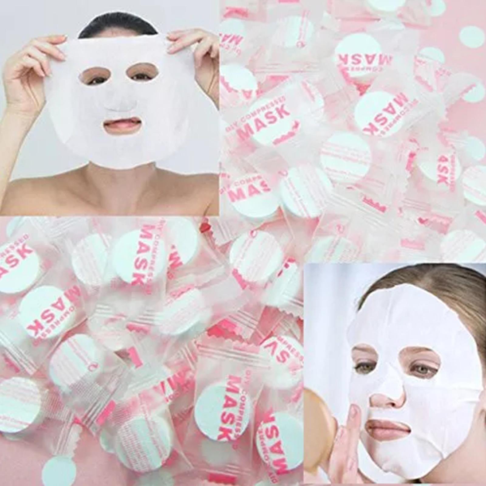 Mascarilla Facial comprimida desechable, mascarilla Facial no tejida portátil para viaje, cuidado de la piel, mascarillas envueltas en algodón, 100/50 Uds.
