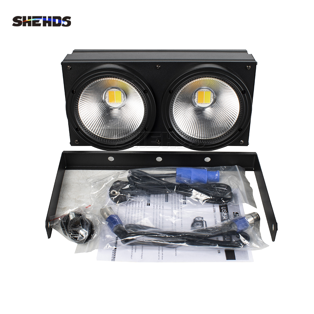 SHEHDS LED 2 ojos 200W DMX frío + blanco cálido COB lámpara de escenario cegadora de alta potencia para teatro concierto luz de Navidad público
