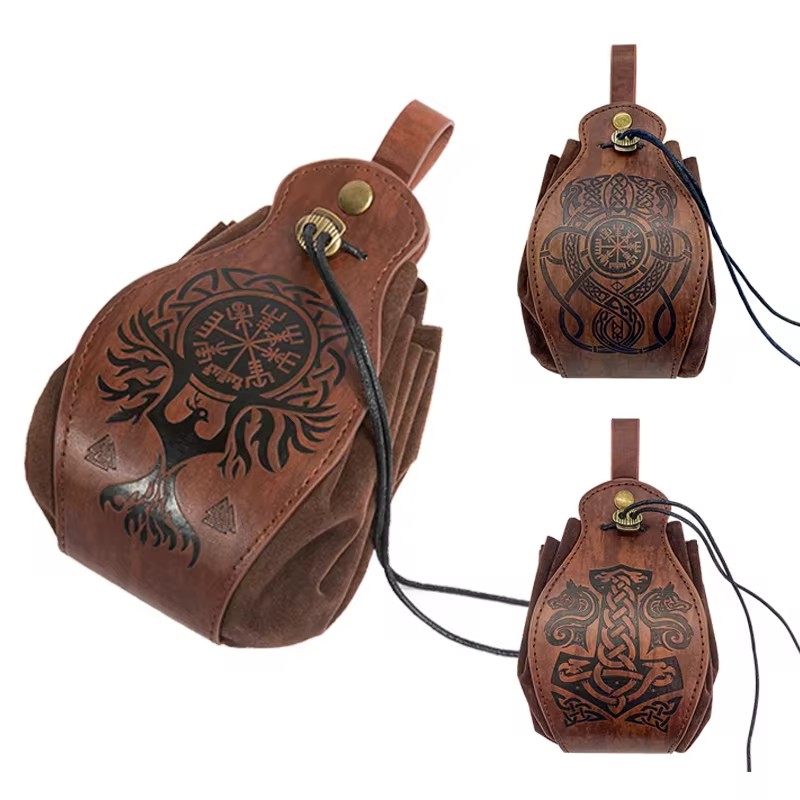 Couro genuíno para saco de dados mnd bandeja 5 projetos celta bonito bolsa com cordão para d & d roleplaying rpg ideias para presentes bolsa de moedas
