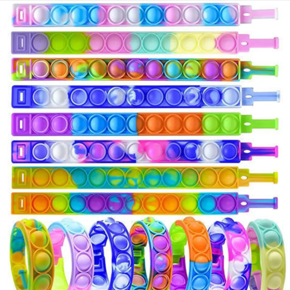 12/24/36pc silicone colorido bolha pulseira para crianças festa de aniversário presentes de convidados de casamento lembranças carnaval presentes de natal