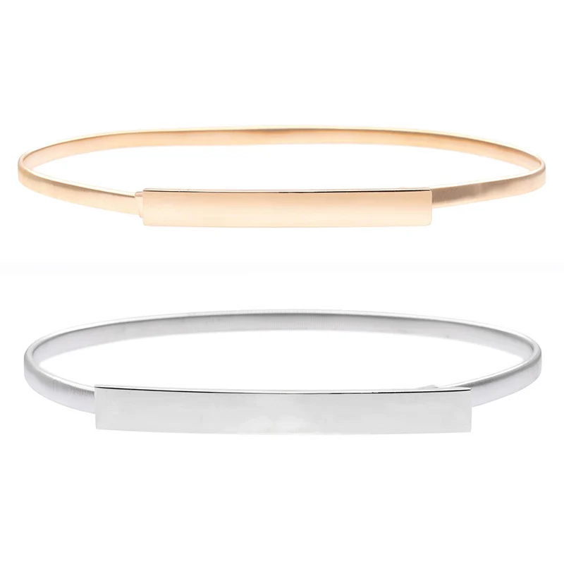 Elastic Gold Chain เข็มขัดผู้หญิงเอวโลหะเงินเข็มขัด Leaf ยืดเข็มขัดสีทองชุดกระโปรง Riem SKinnny