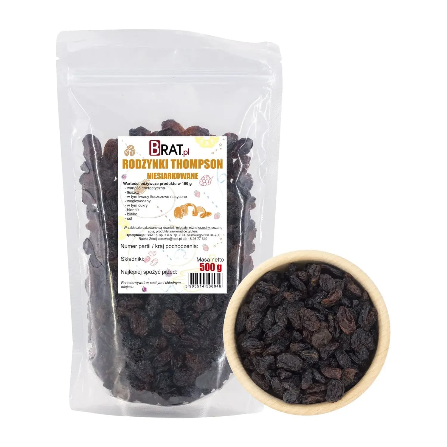 Rodzynki niesiarkowane Thompson 500g