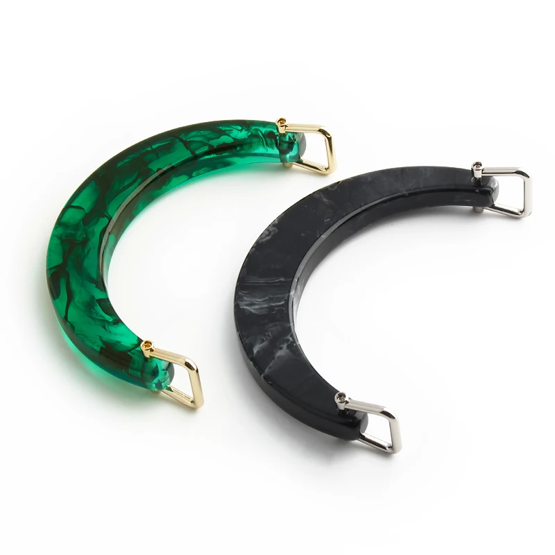Semi-circular acrylic handle with square buckle Women's bag handle woven bag handle DIY handmade bag accessories green handle