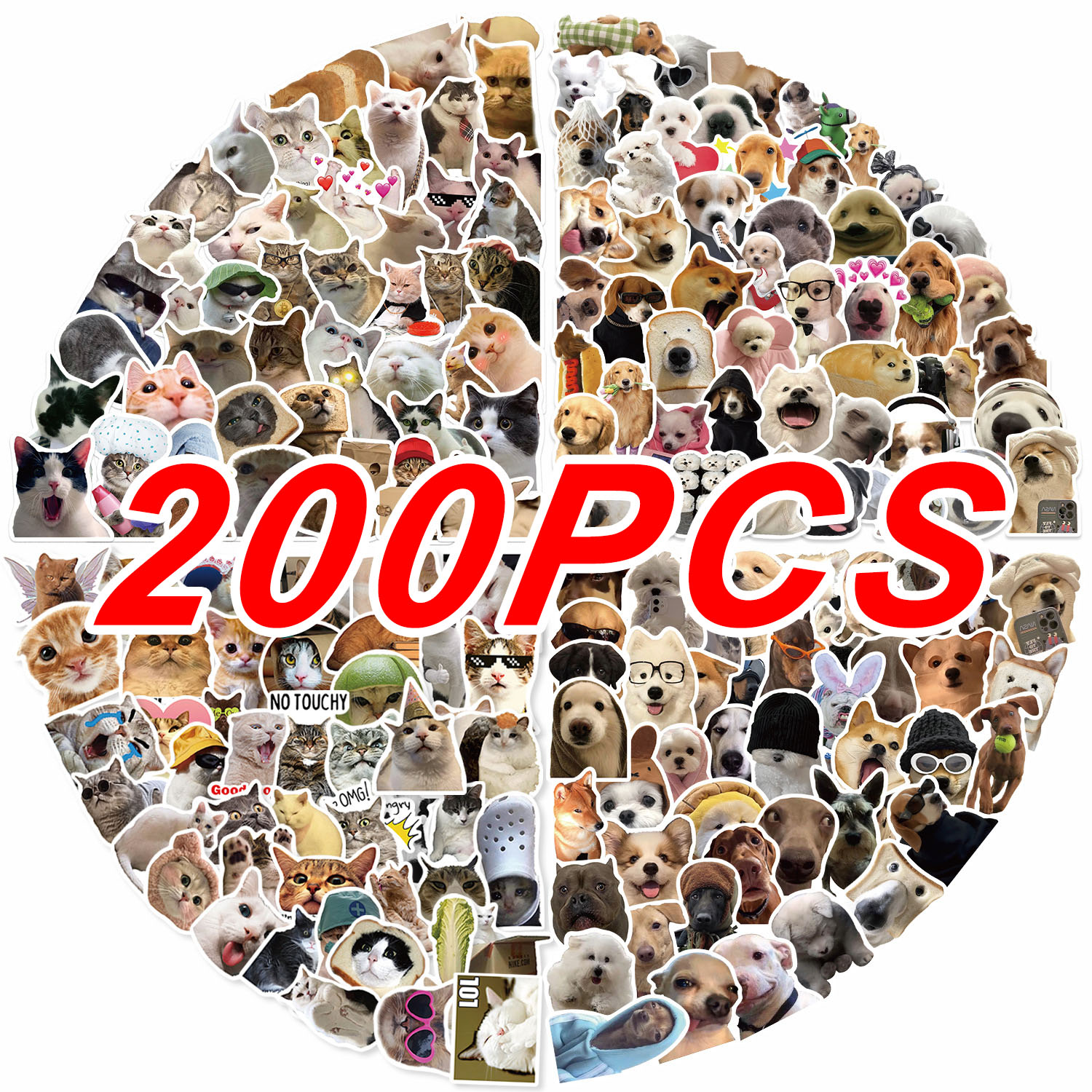 100/200 Pz Divertente Kawaii Gatto Adesivi Animale Cane Laptop Scrapbook Decorazione Decalcomanie Cancelleria Impermeabile Graffiti Adesivo Per Bambini