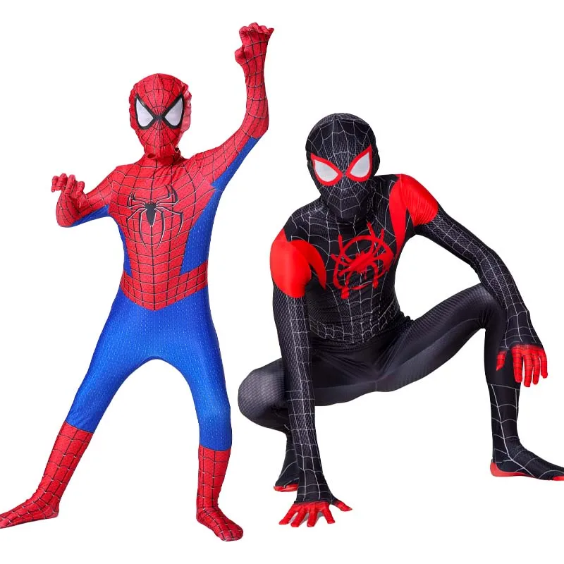 ซูเปอร์ฮีโร่ Spider Man เครื่องแต่งกาย Jumpsuit Miles Spiderman ฮาโลวีนคอสเพลย์เครื่องแต่งกายบอดี้สูทฝาครอบแยก Party ชุด