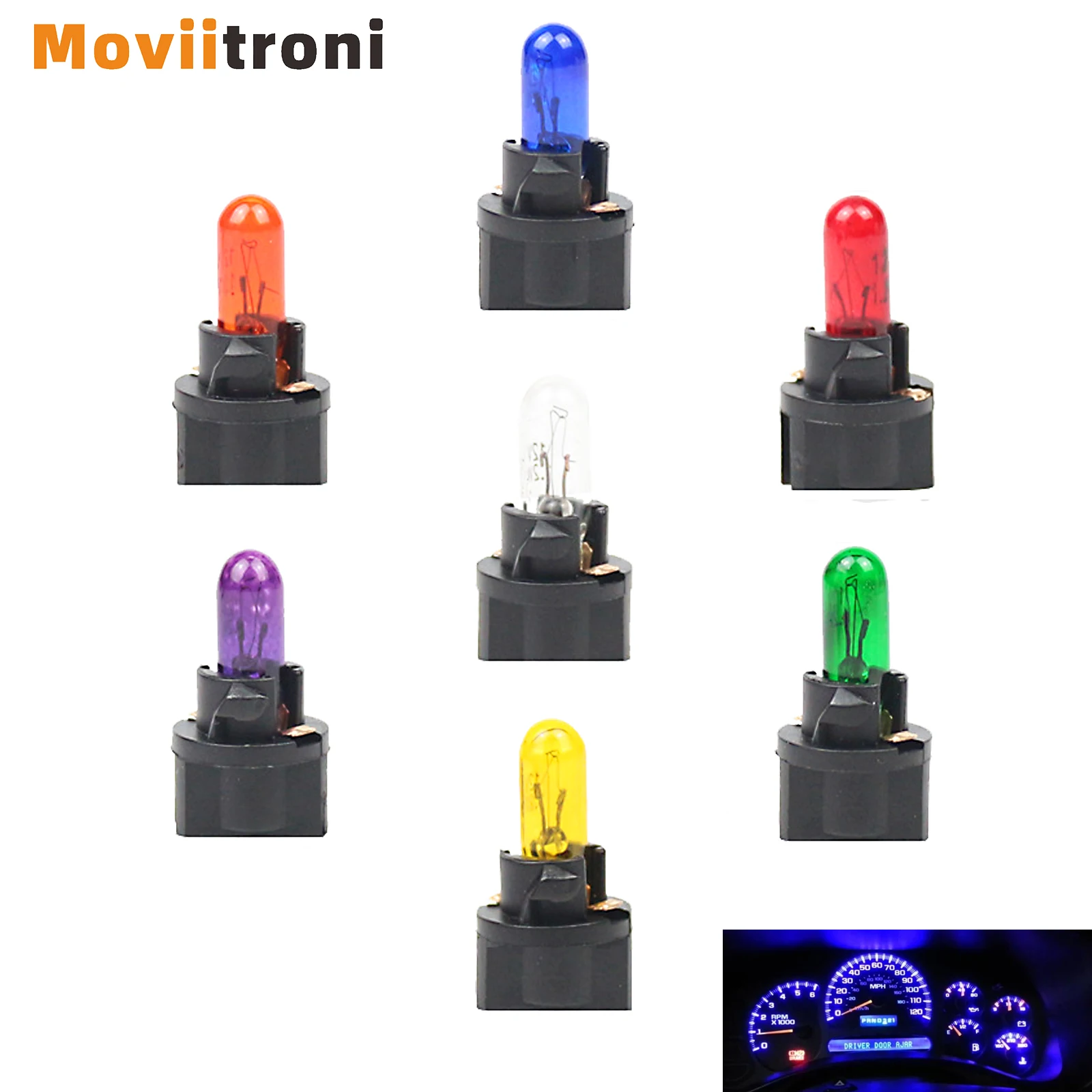 12 juegos de bombillas halógenas para grupo de instrumentos T5 con enchufes, luz de tablero de 12V 1,2 W para reemplazo Interior de automóvil