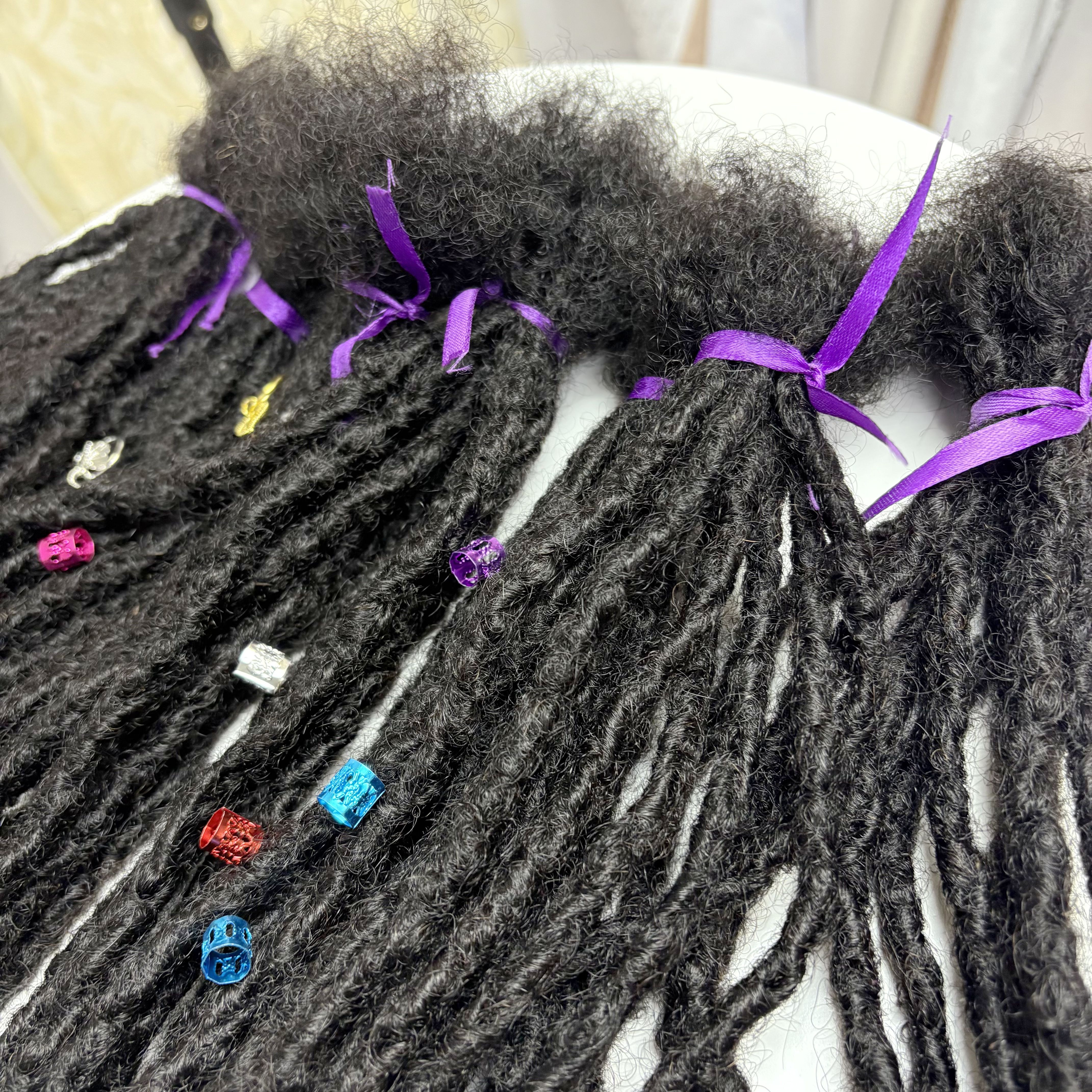Extension Loc cheveux humains avec extrémités bouclées 8-14 pouces 100% cheveux humains à la main Inter Loc Extension Dreadlock pour hommes femmes enfants