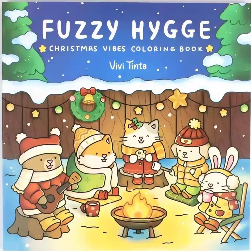 สมุดระบายสีคริสต์มาสสําหรับผู้ใหญ่วัยรุ่น - Hygge ฉากฤดูหนาวสัตว์น่ารักของขวัญศิลปะบําบัด