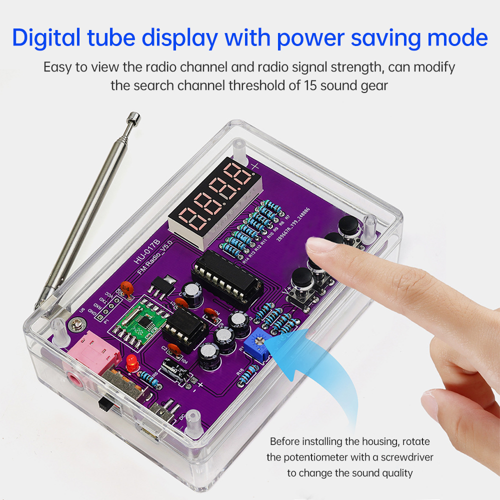 DIY FM Radio Electronic Kit  87-108MHz Adjustable Frequency Digital Display Soldering Project Practice Solder RDA5807S