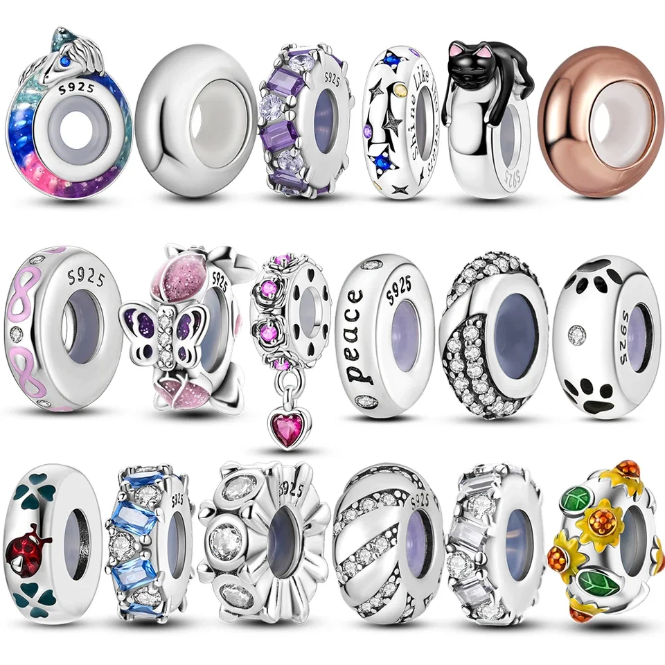 925 Sterling Silber Silikon Spacer Stopper Perlen Charms Schmuck Fit Original 925 Armband Für Frauen DIY Geschenk Party