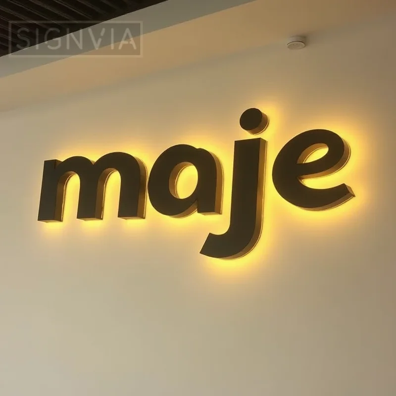 Custom 3D Metal LED Backlit Letters Sign For Outdoor Business Storefront Waterproof Illuminated Light Up Advertising Signage