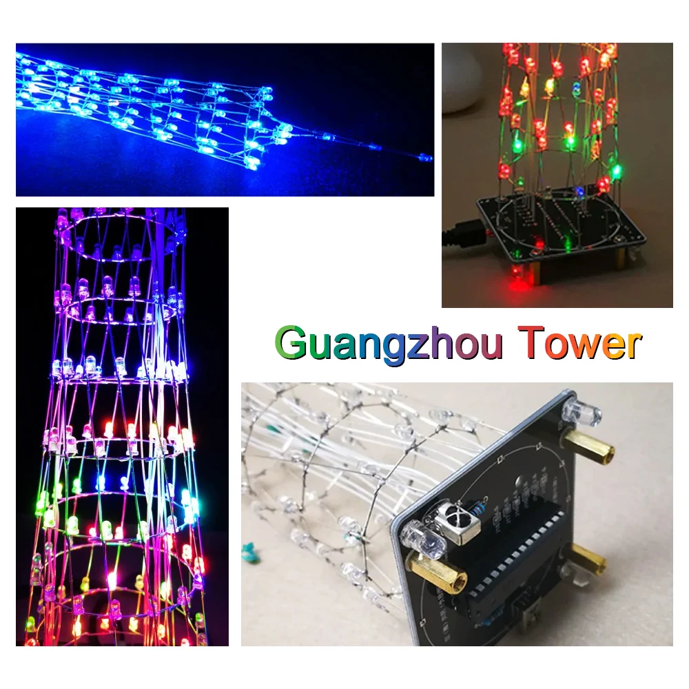 DIY Electronic Soldering Kit LED Colorful Canton Tower Lightcube 16*16 Electronics Practical Training Soldering