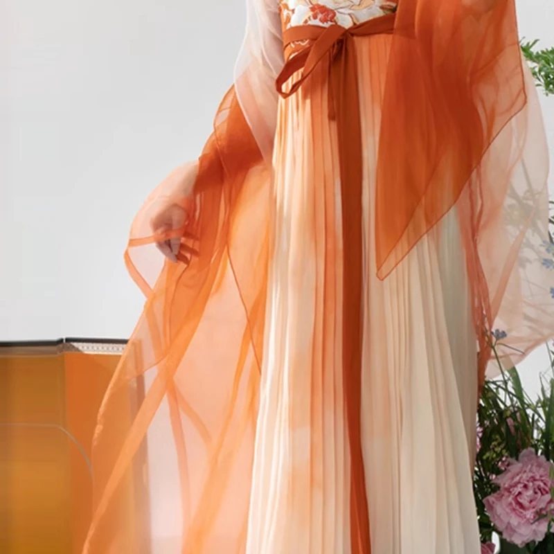 Tecido de organza gradiente colorido transparente voile gaze tecido de designer de moda para vestido hanfu diy trajes de performance de palco