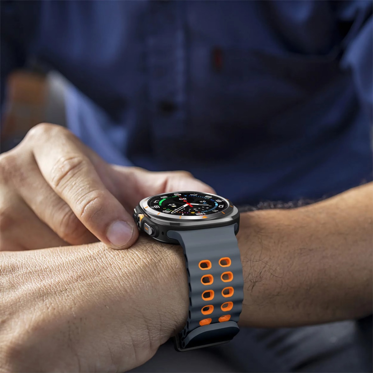 Nova pulseira de silicone marinho para samsung watch ultra 47mm pulseira sem lacunas esporte banda de dois tons para galaxy 7 ultra pulseiras