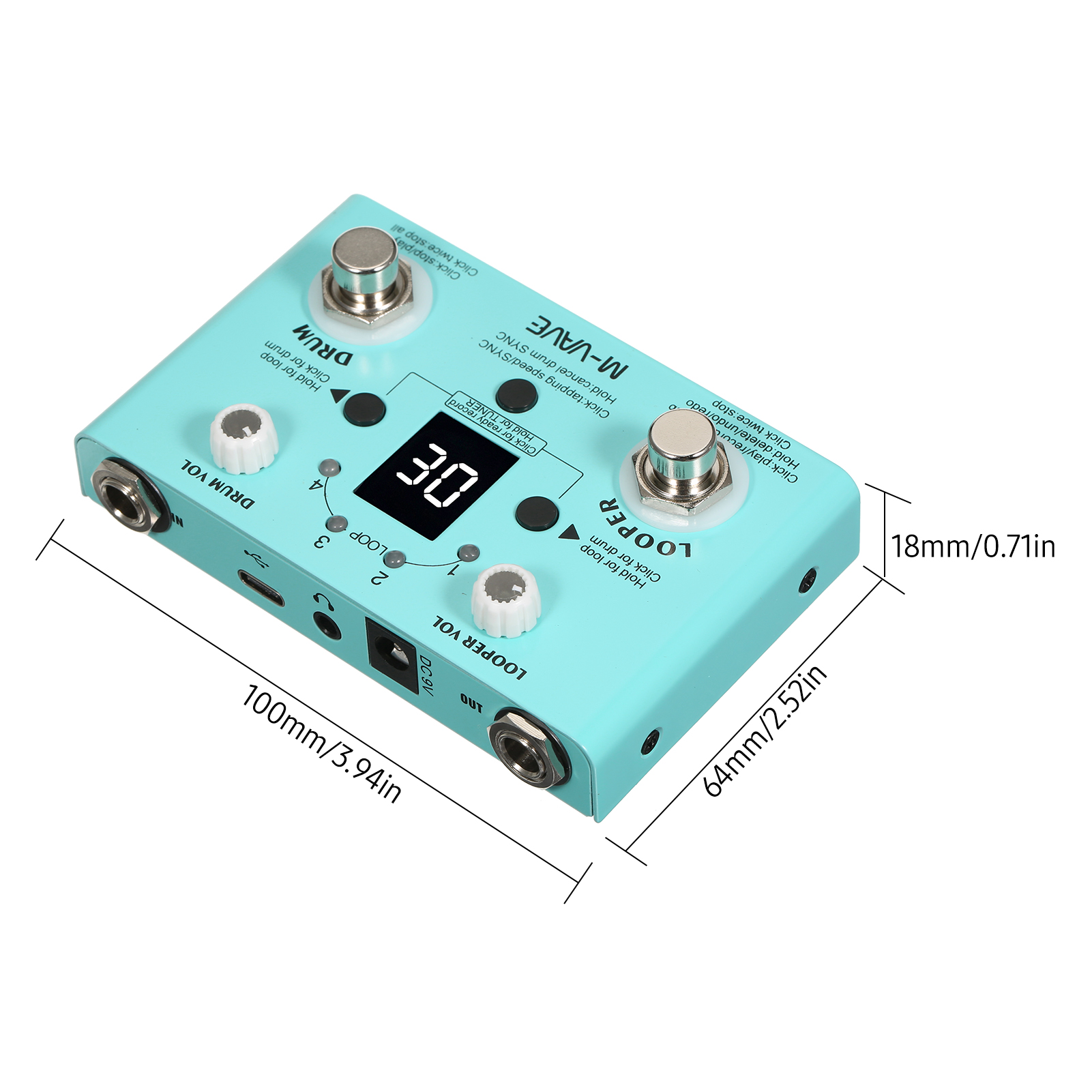 M-VAVE TEMPO Perdu Effet Pédale Tambour & Looper Effecteur Mini 2-en-1 Looper & Drum Machine Double Footswitch Looper Pédale Looper