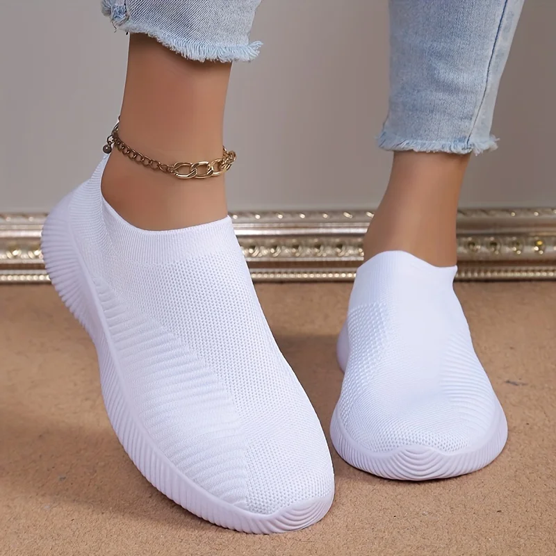 Pink Women's Shoes Breathable Flats Elastic Shoes for Women Sneakers Zapatos Mujer Summer Footwear Lightweight Sports Shoes