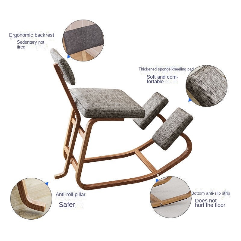 Cadeira ergonômica ajoelhada com almofada grossa, cadeira de escritório para casa, melhorando a postura sentada do corpo, cadeira de computador com balanço